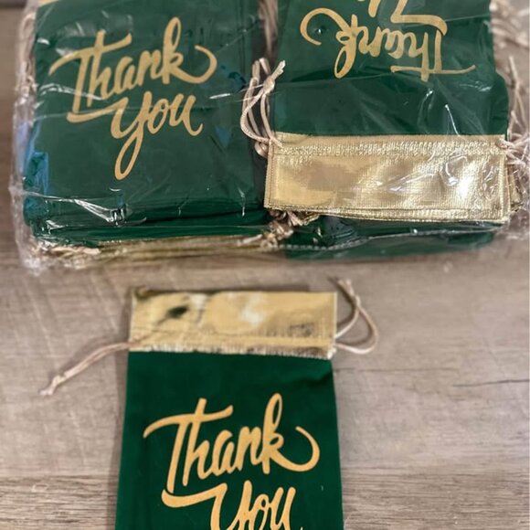 50 Pcs Thank You Velvet Bags with Drawstrings 5 x 7"- gift Pouch /Jewelry Bags - Picture 2 of 8
